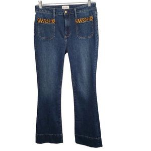 Driftwood Size 31 x 34 Jeans Wyatt Boot Trouser Denim Leopard Trim Tiger King